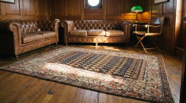 Small scatter size antique brown tribal paisley pattern persian malayer rug 8 Small scatter size antique brown tribal paisley pattern persian malayer rug (sku 20013) - room view