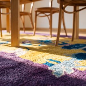Small Scatter Size Chinese - Art Deco Antique Rectangle Yellow 1920s Knotted Wool Rug (SKU 25545) - in-room detail