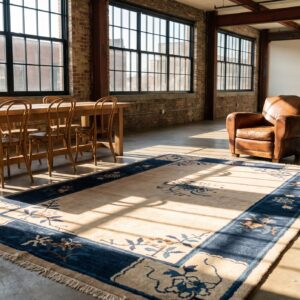 Small Scatter Size Chinese - Peking Rectangle Knotted 1920s Ivory Wool Antique Rug (SKU 23207) - room view