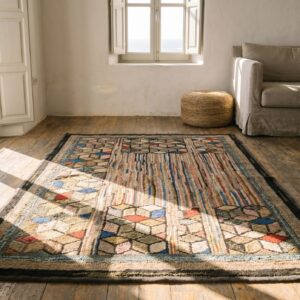 Wool Small Scatter Size Antique Hooked American 1930s Rug (SKU 17652) - room view