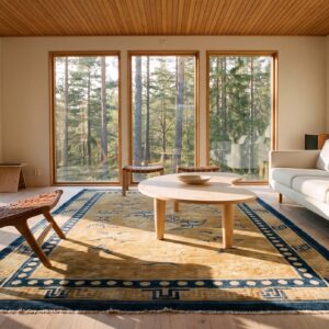 Antique Small Scatter Size Wool Ivory Rug (SKU 25068) - room view