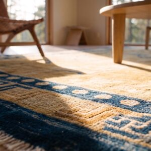Antique Small Scatter Size Wool Ivory Rug (SKU 25068) - in-room detail