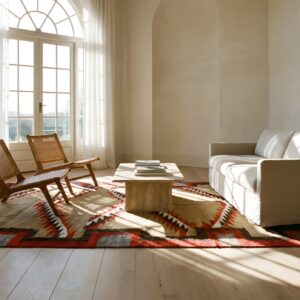 Small Scatter Size Antique Wool Native American Navajo Flatweave Rug (SKU 24978) - room view
