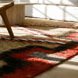 Small Scatter Size Antique Wool Native American Navajo Flatweave Rug (SKU 24978) - in-room detail