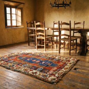 Small Scatter Size Antique Red Tribal Wool Pile Turkish Yastik Throw Rug (SKU 20155) - room view