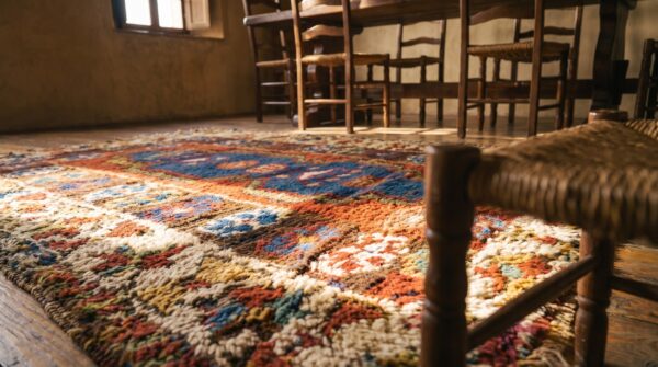 Small scatter size antique red tribal wool pile turkish yastik throw rug 9 Small scatter size antique red tribal wool pile turkish yastik throw rug (sku 20155) - in-room detail
