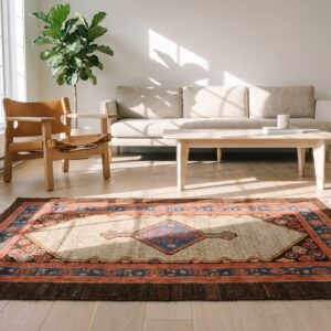 Small Scatter Size Antique Tribal Geometric Persian Bakshaish Throw Rug (SKU 21396) - room view