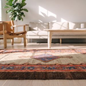Small Scatter Size Antique Tribal Geometric Persian Bakshaish Throw Rug (SKU 21396) - in-room detail