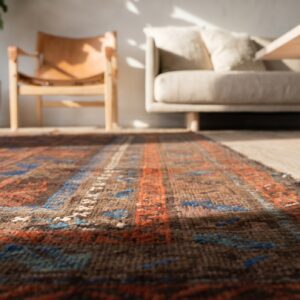 Small Scatter Size Antique Tribal Geometric Persian Baluch Persian Rug (SKU 19580) - in-room detail