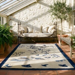 Small Scenic Antique Ivory Chinese Bat Cloud Band Bird Of Paradise Design Peking Rug (SKU 23733) - room view