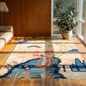 Small Scenic Pictorial Antique Chinese Bird Design Baotou Area Rug (SKU 23020) - room view