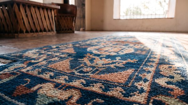 Small size blue color antique chinese blue horse saddle rug 9 Small size blue color antique chinese blue horse saddle rug (sku 21979) - in-room detail