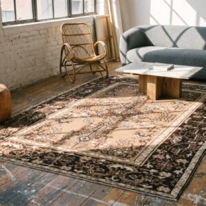 Small Size Brown Color Antique Indian Agra Wool Pile Scatter Rug (SKU 20121) - room view
