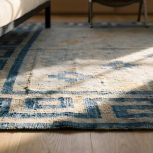 Small Size Geometric Design Antique Cotton Dhurrie Flat Woven Area Rug (SKU 24984) - in-room detail