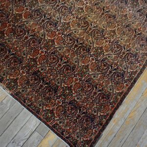 Small Size Intricate Floral Paisley Pattern Antique Ivory Persian Farahan Area Rug (SKU 25372) - styled overhead view