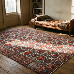 Small Size Ivory Color Antique Floral Paisley Motif Persian Bakhtiari Rug Pair (SKU 18720) - room view