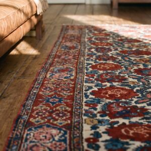 Small Size Ivory Color Antique Floral Paisley Motif Persian Bakhtiari Rug Pair (SKU 18720) - in-room detail