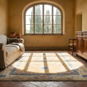 Small Size Light Color Antique Oriental Silk Chinese Scatter Rug (SKU 23909) - room view