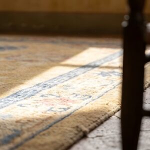 Small Size Light Color Antique Oriental Silk Chinese Scatter Rug (SKU 23909) - in-room detail