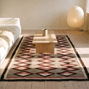 Antique Small Size Navajo Native American Gray Color Flat Weave Wool Rug (SKU 25497) - room view