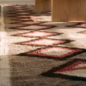 Antique Small Size Navajo Native American Gray Color Flat Weave Wool Rug (SKU 25497) - in-room detail