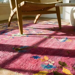 Antique Small Size Purple Color Floral Chinese Art Deco Carpet (SKU 23534) - in-room detail