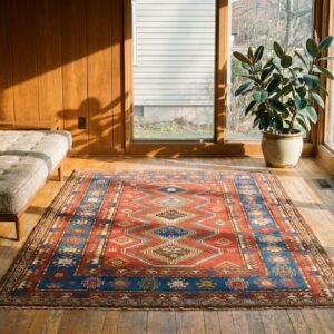 Small Size Red Tribal Geometric Antique Late 19th Century Caucasian Kazak Rug (SKU 18054) - room view