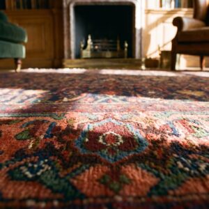 Small Size Square Shape Antique Persian Blue Herati Design Bidjar Rug (SKU 18198) - in-room detail