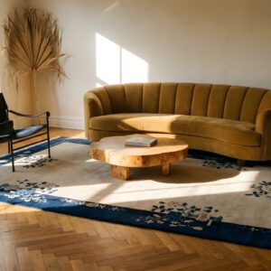 Small Solid Open Ivory Color Field Antique Peking Chinese Area Rug (SKU 23538) - room view