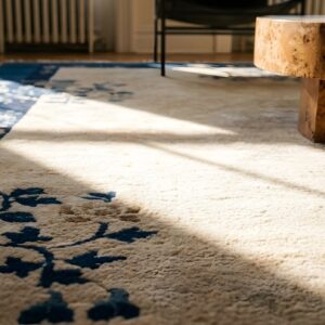 Small Solid Open Ivory Color Field Antique Peking Chinese Area Rug (SKU 23538) - in-room detail