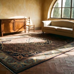 Small Antique Square Bidjar Persian Medallion Hand Knotted Wool Rug (SKU 24734) - room view