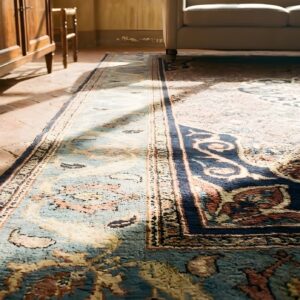 Small Antique Square Bidjar Persian Medallion Hand Knotted Wool Rug (SKU 24734) - in-room detail