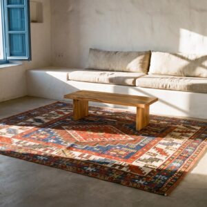Small Square Antique Caucasian Kazak Tribal Throw Rug (SKU 25522) - room view