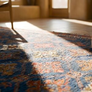 Small Square Antique Geometric Persian Baluch Tribal Rug (SKU 24727) - in-room detail