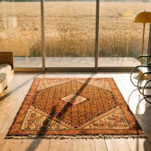Small Square Antique Persian Malayer Wool Pile Throw Rug (SKU 21394) - room view