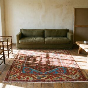 Small Square Antique Tribal Early 19th Century Turkish Kula Knotted Rug (SKU 18006) - room view