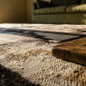Small Square Antique Tribal Geometric Gray Native American Navajo Kilim Rug (SKU 24275) - in-room detail
