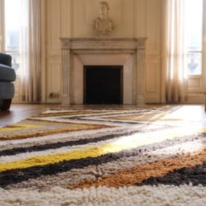 Small Square Tribal Antique Geometric Native American Navajo Flatweave Rug (SKU 21478) - in-room detail