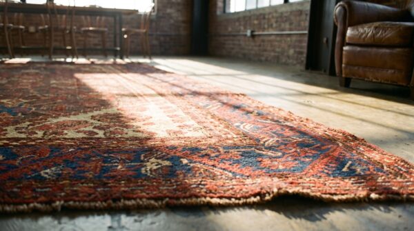 Small antique square tribal turkish late 19th century kula rug 8 Small antique square tribal turkish late 19th century kula rug (sku 18340) - in-room detail