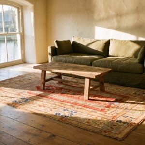 Small Tribal Geometric Antique Turkish Muslim Prayer Design Red Kula Rug (SKU 23732) - room view
