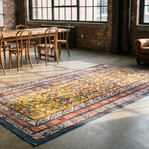 Small Tribal Geometric Antique Yellow Caucasian Seychour Wool Pile Rug (SKU 17900) - room view