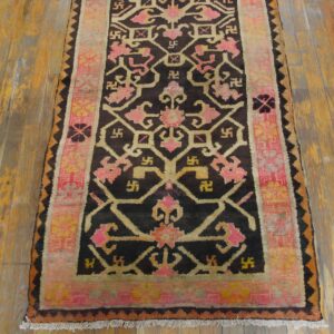 Small Antique Tribal Indian Brown Earth Tone Color Scatter Rug (SKU 21146) - styled overhead view