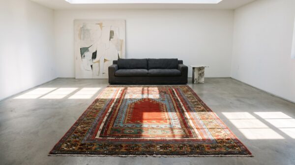 Small tribal antique mid 19th century turkish kirshehir muslim prayer rug 4 Small tribal antique mid 19th century turkish kirshehir muslim prayer rug (sku 21207) - room view
