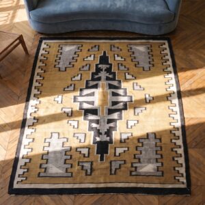 Small Antique Tribal Navajo Flatweave Native American Area Rug (SKU 21244) - styled overhead view