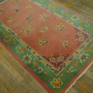 Soft Coral Color Wool Pile Antique Chinese Art Deco Hallway Runner Rug (SKU 24238) - room view