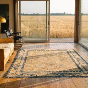 Soft Cream Color Wool Pile Mid 19th Century Antique Chinese Ningxia Rug (SKU 19987) - room view