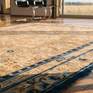 Soft Cream Color Wool Pile Mid 19th Century Antique Chinese Ningxia Rug (SKU 19987) - in-room detail