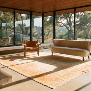 Soft Decorative Yellow Antique Room Size Turkish Oushak Rug (SKU 24806) - room view