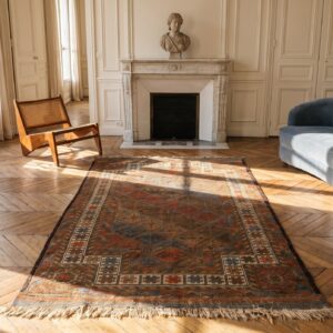 Soft Earthy Color Antique Tribal Islamic Prayer Design Baluch Persian Rug (SKU 21300) - room view