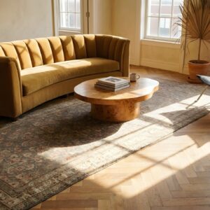 Soft Gray Antique Herati Design Persian Bidjar Hallway Runner Rug (SKU 23720) - room view